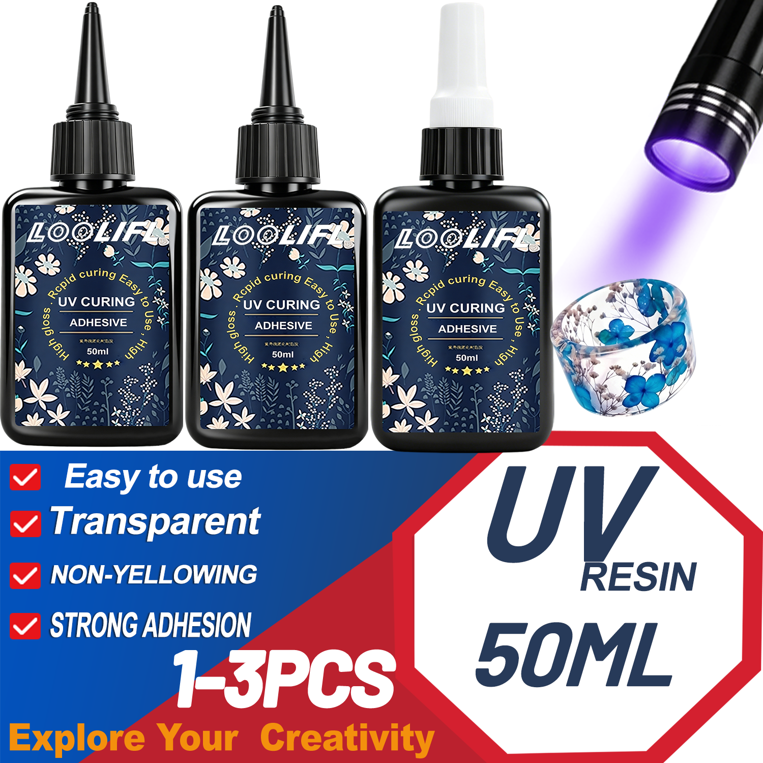 LOOLIFL UV Resin Glue 50G Kit  – Liquid Uv Glue Kit Bewertung und Preis